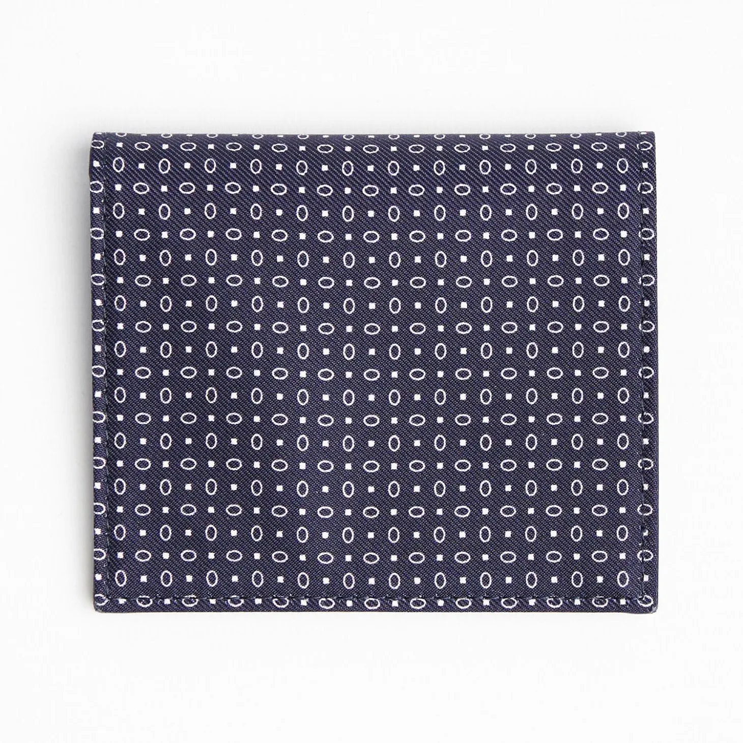 Dark Blue Small Wallet In Silk And Leather