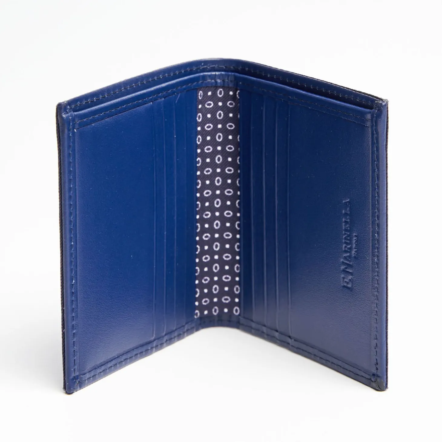 Dark Blue Small Wallet In Silk And Leather