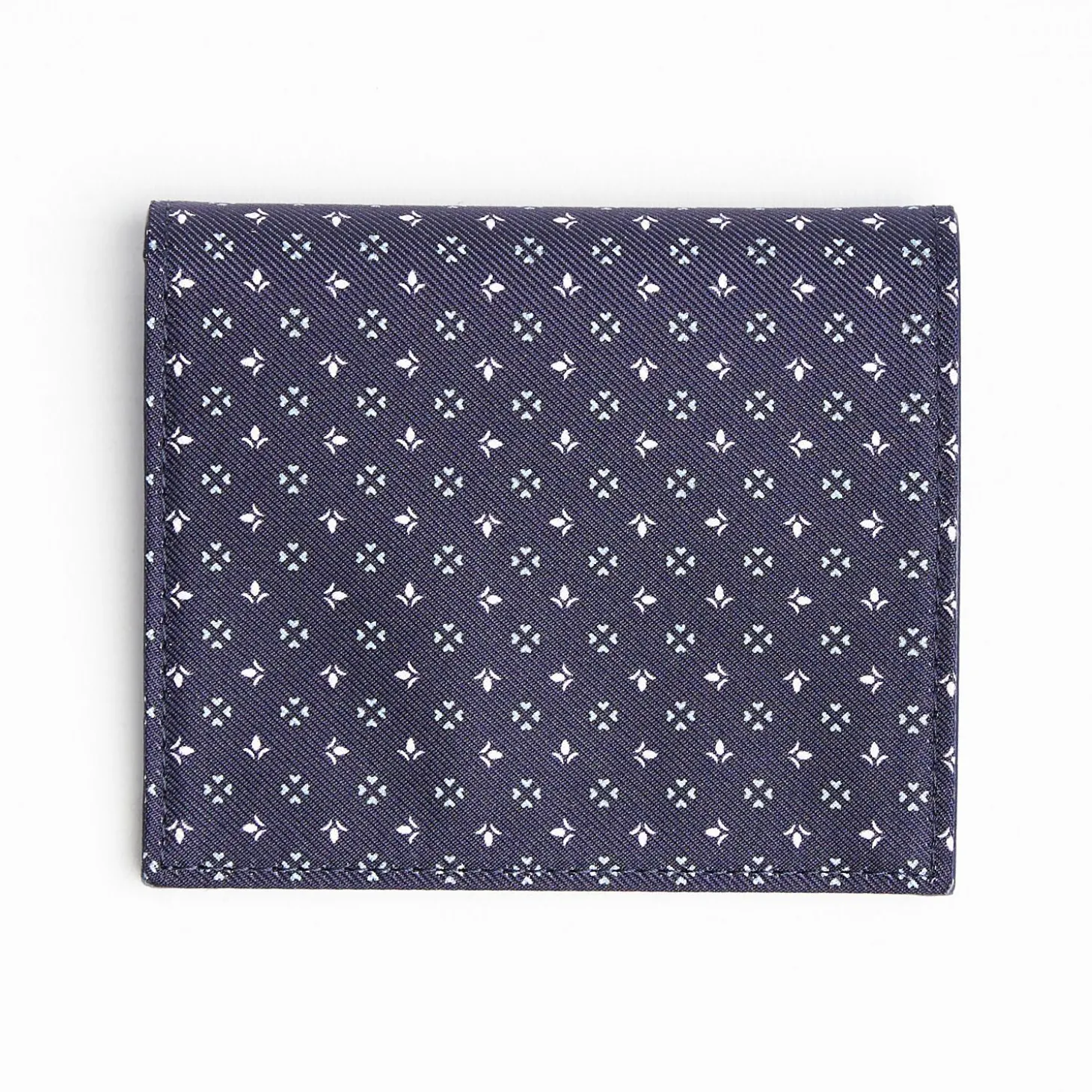 Dark Blue Small Wallet In Silk And Leather