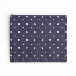 Dark Blue Small Wallet In Silk And Leather