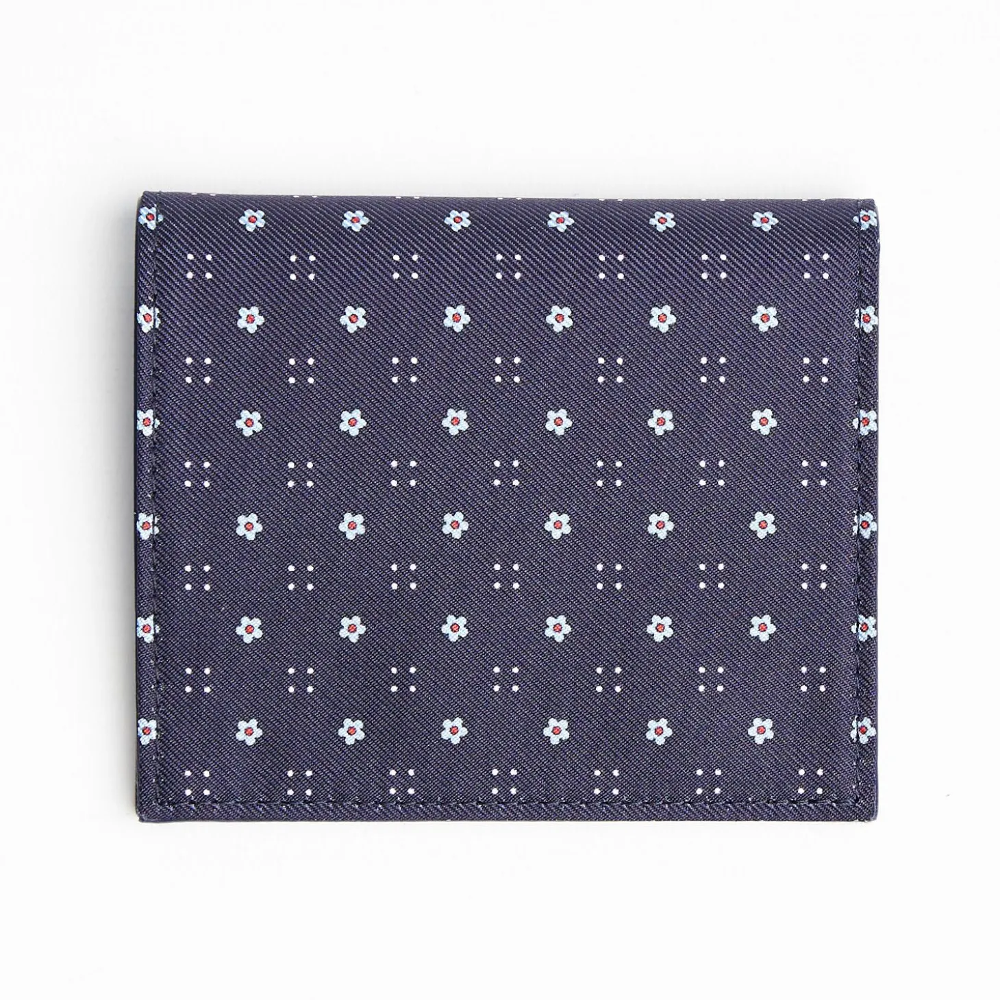 Dark Blue Small Wallet In Silk And Leather