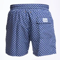 Dark Blue Swim Short - Large Flower Pattern
