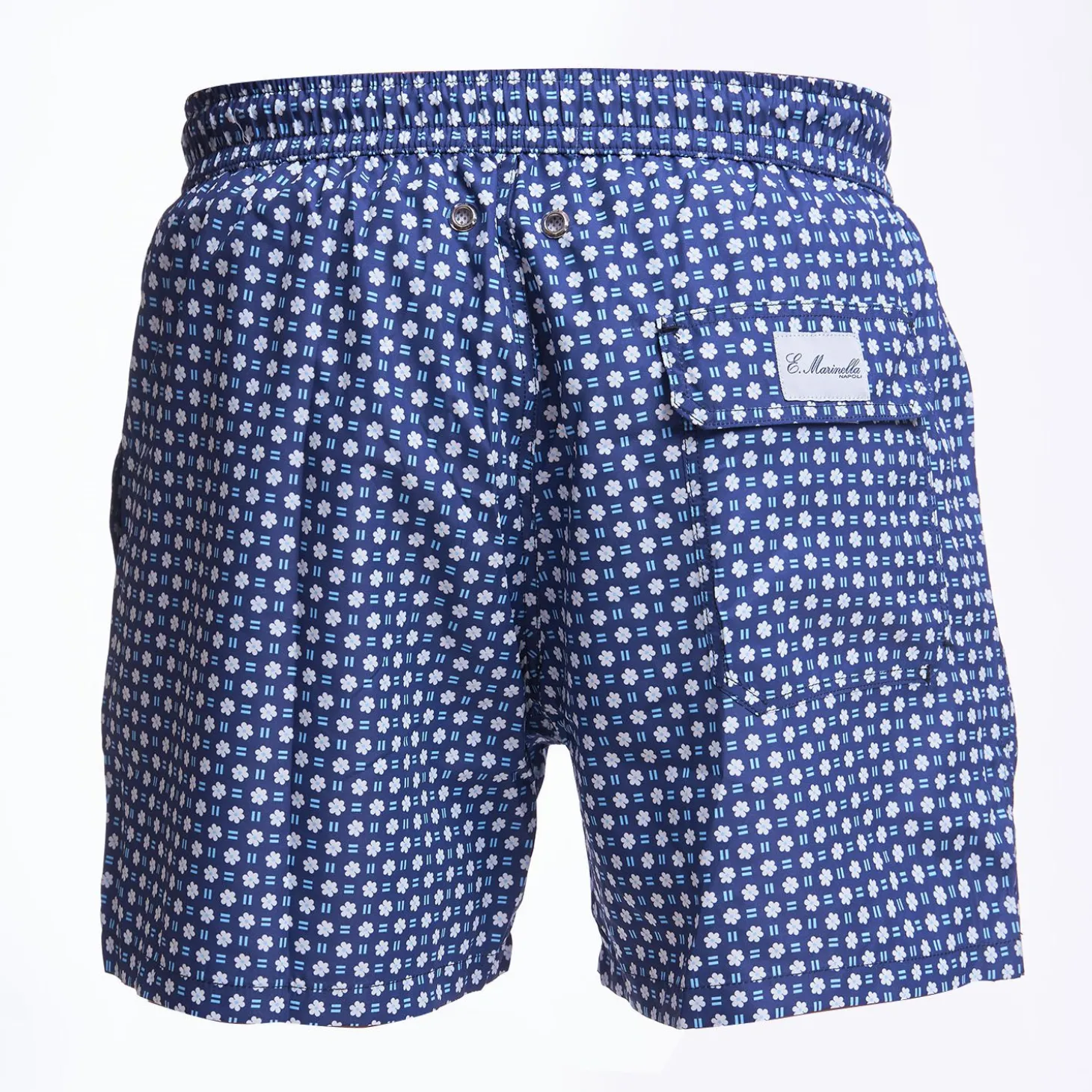 Dark Blue Swim Short - Large Flower Pattern