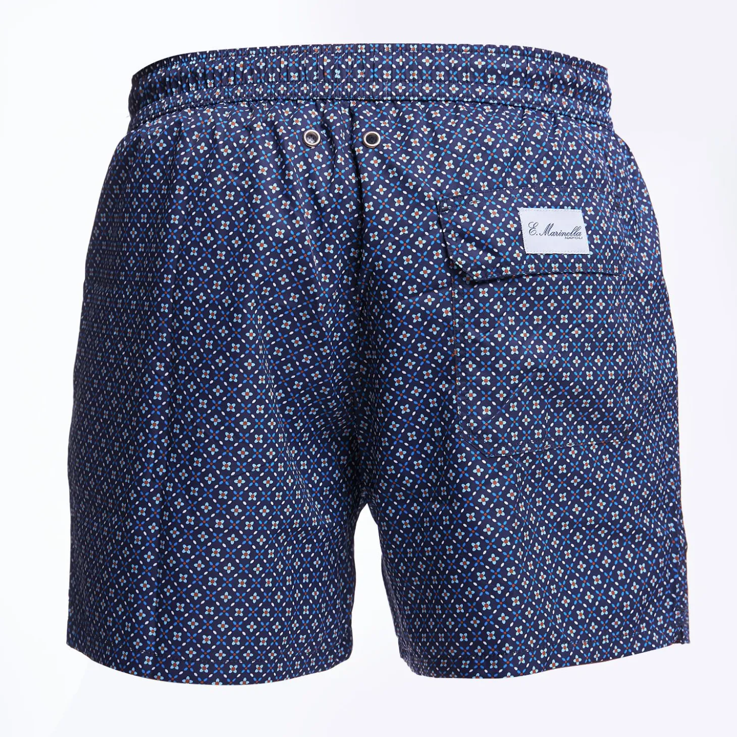 Dark Blue Swim Short - Small Flower Pattern