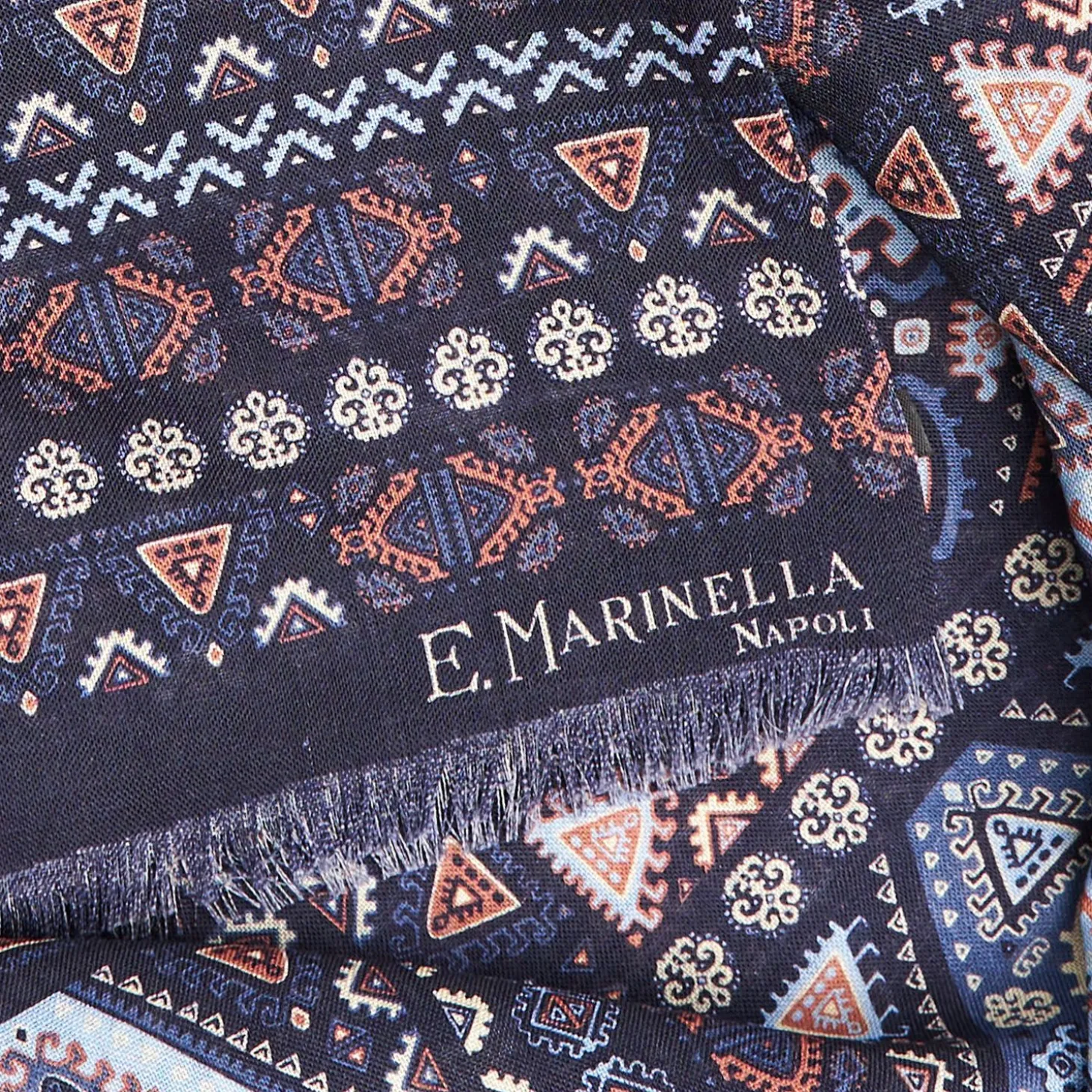 Dark Blue Tubolar Scarf In Wool And Silk