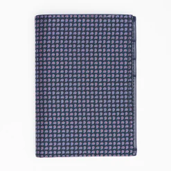 Dark Blue Vertical Wallet In Silk And Leather