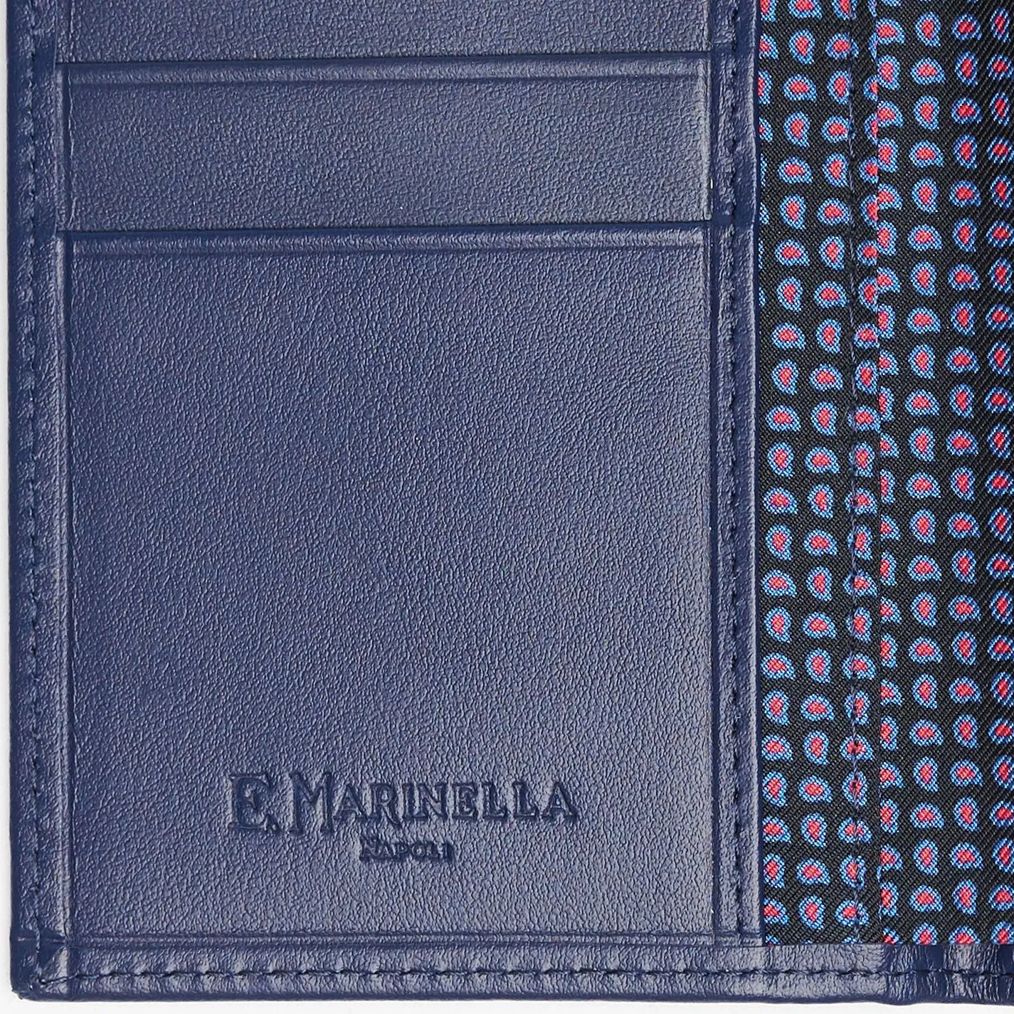 Dark Blue Vertical Wallet In Silk And Leather