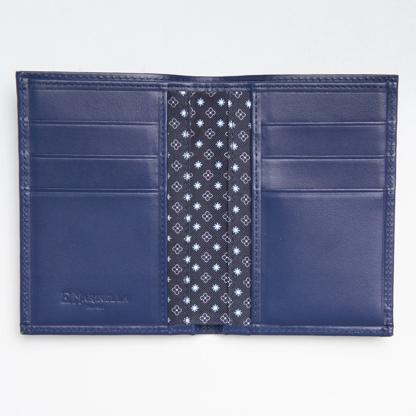 Dark Blue Vertical Wallet In Silk And Leather