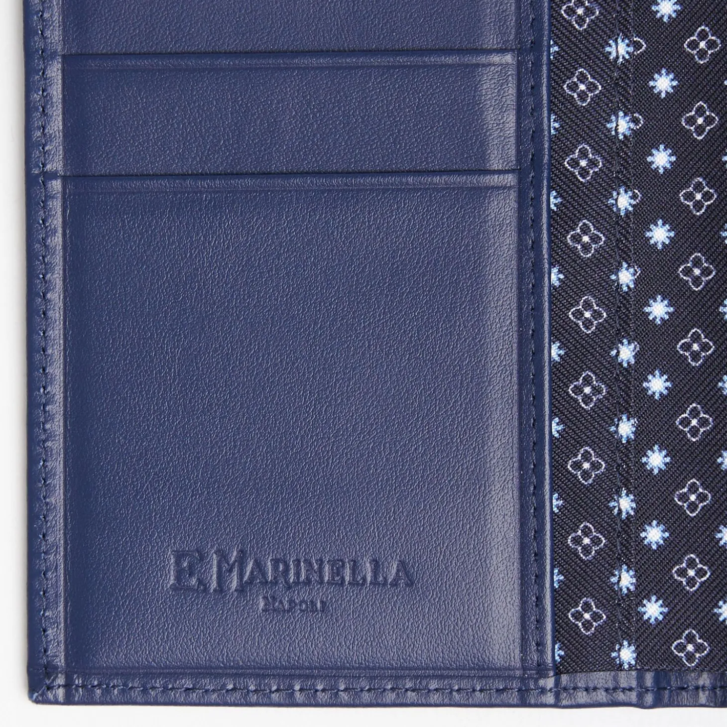 Dark Blue Vertical Wallet In Silk And Leather