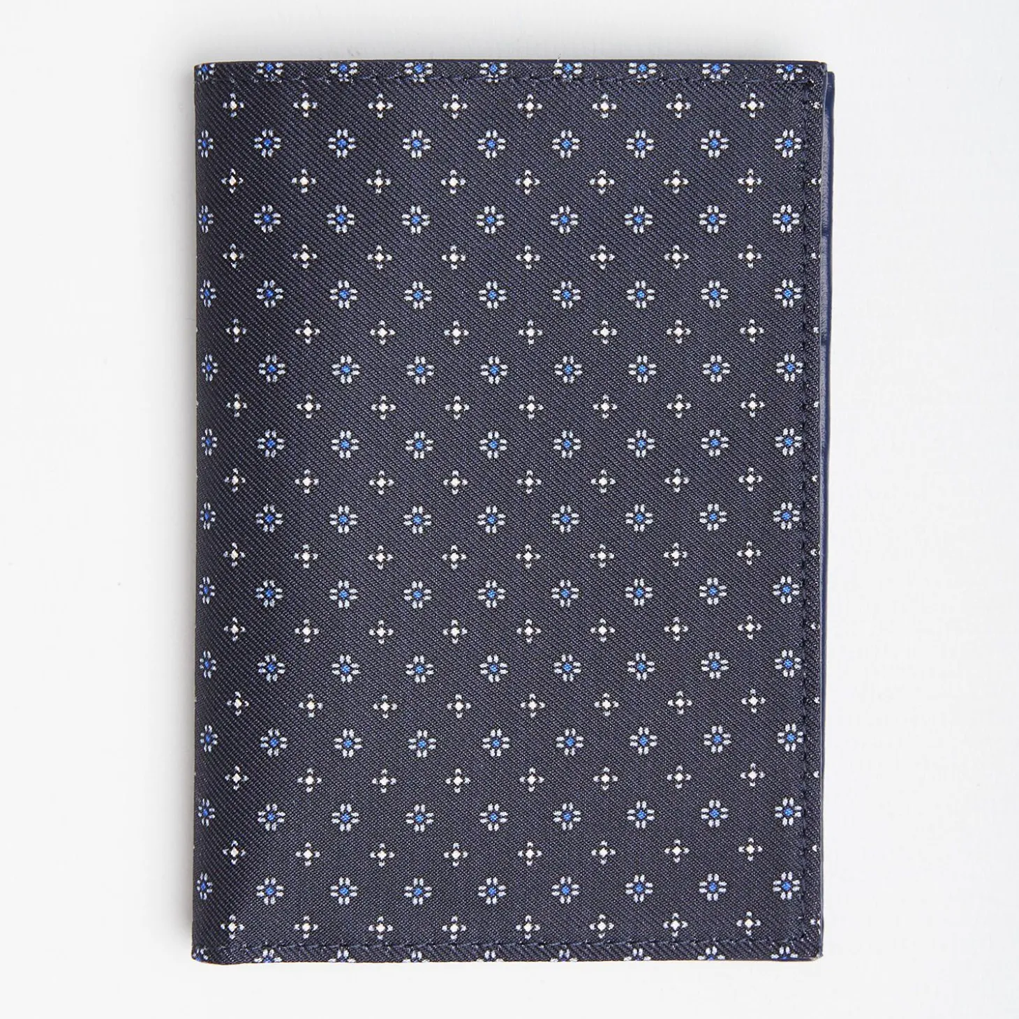 Dark Blue Vertical Wallet In Silk And Leather