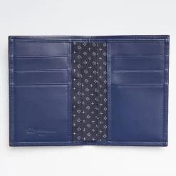 Dark Blue Vertical Wallet In Silk And Leather