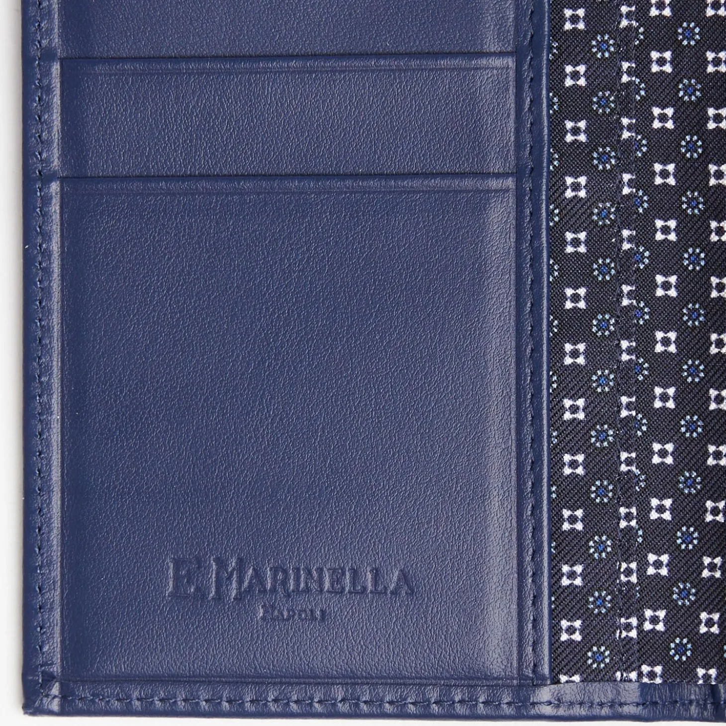 Dark Blue Vertical Wallet In Silk And Leather