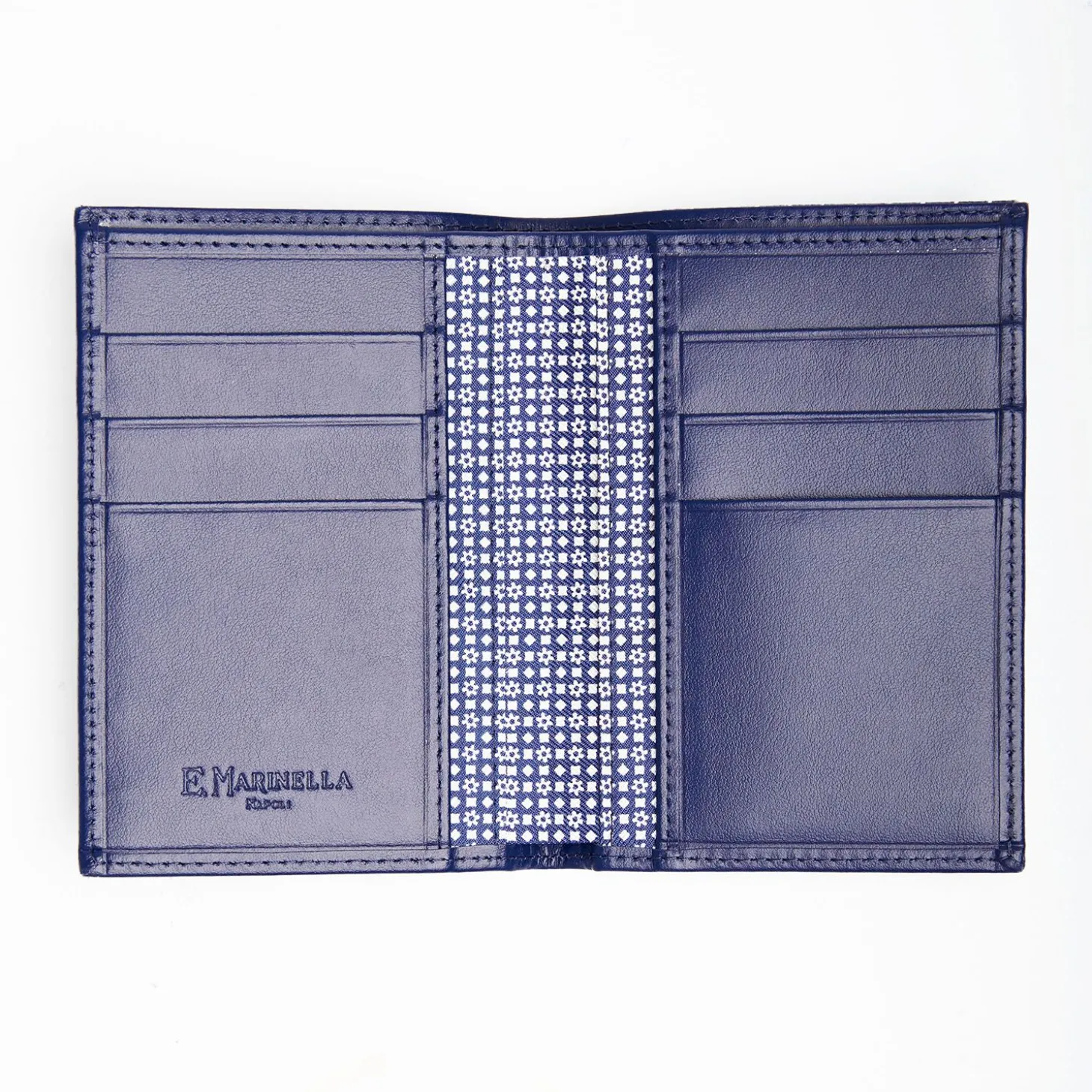 Dark Blue Vertical Wallet In Silk And Leather