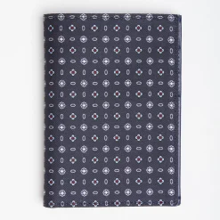 Dark Blue Vertical Wallet In Silk And Leather
