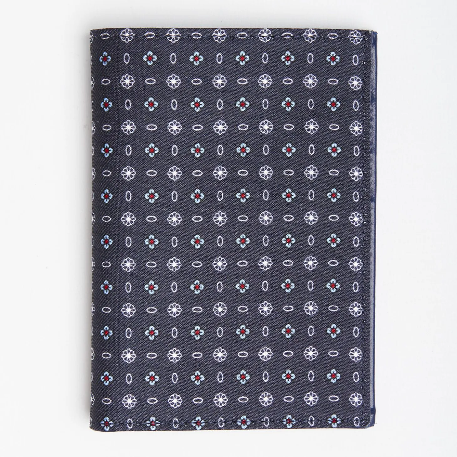 Dark Blue Vertical Wallet In Silk And Leather