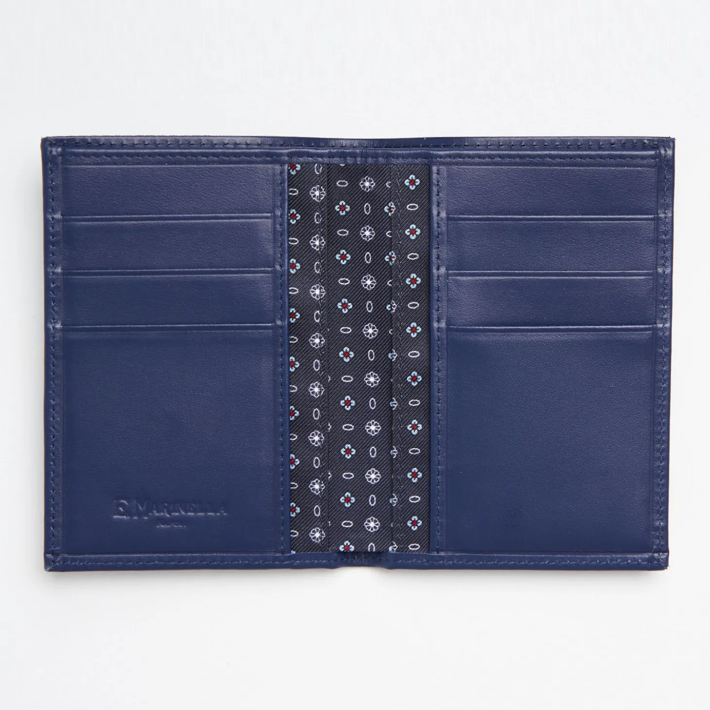 Dark Blue Vertical Wallet In Silk And Leather