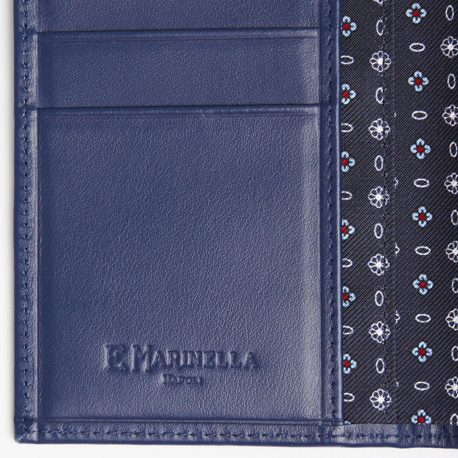 Dark Blue Vertical Wallet In Silk And Leather