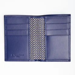 Dark Blue Vertical Wallet In Silk And Leather