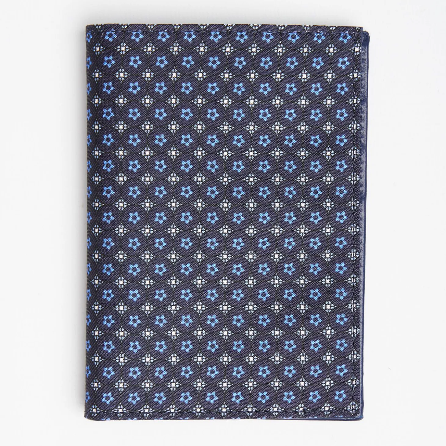 Dark Blue Vertical Wallet In Silk And Leather