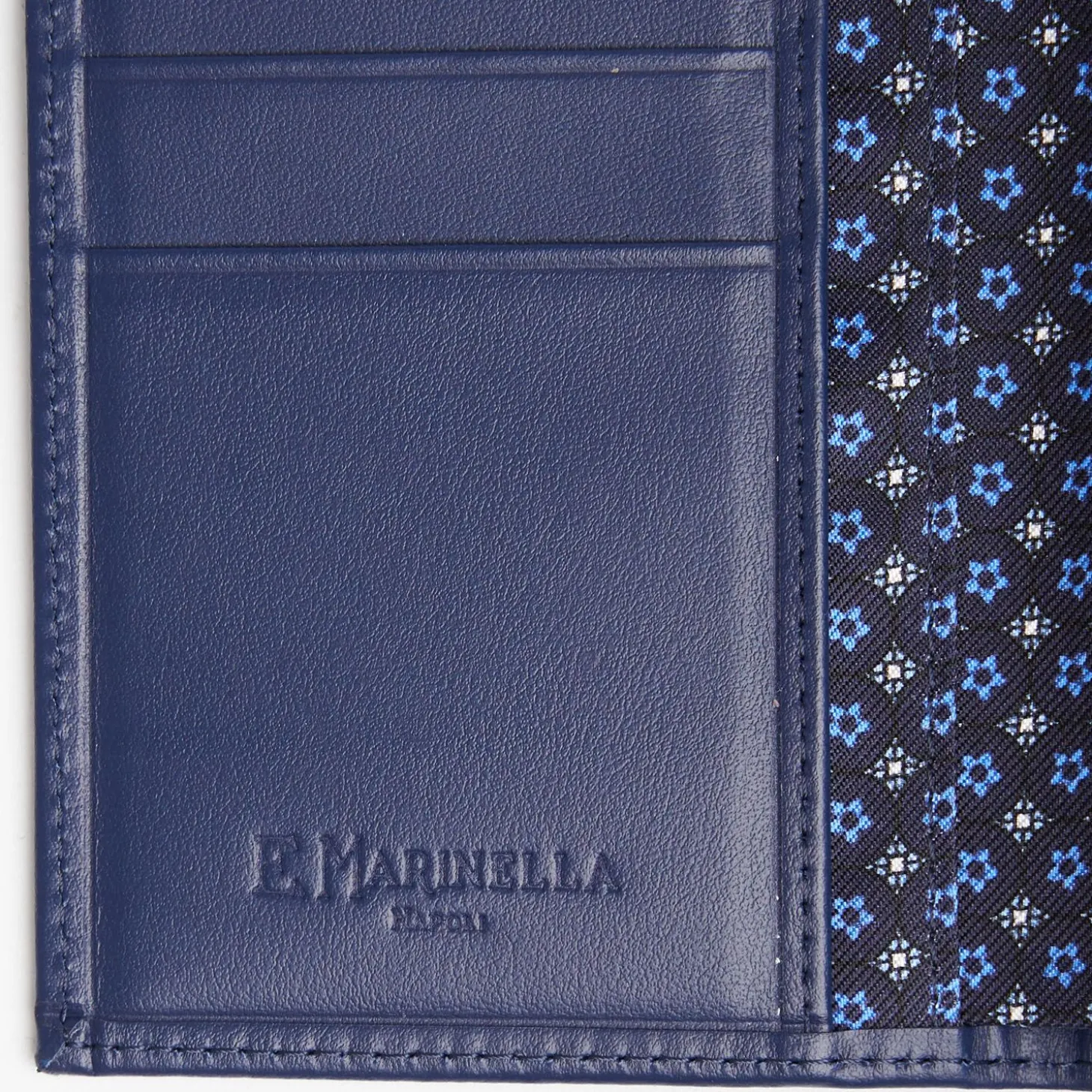Dark Blue Vertical Wallet In Silk And Leather