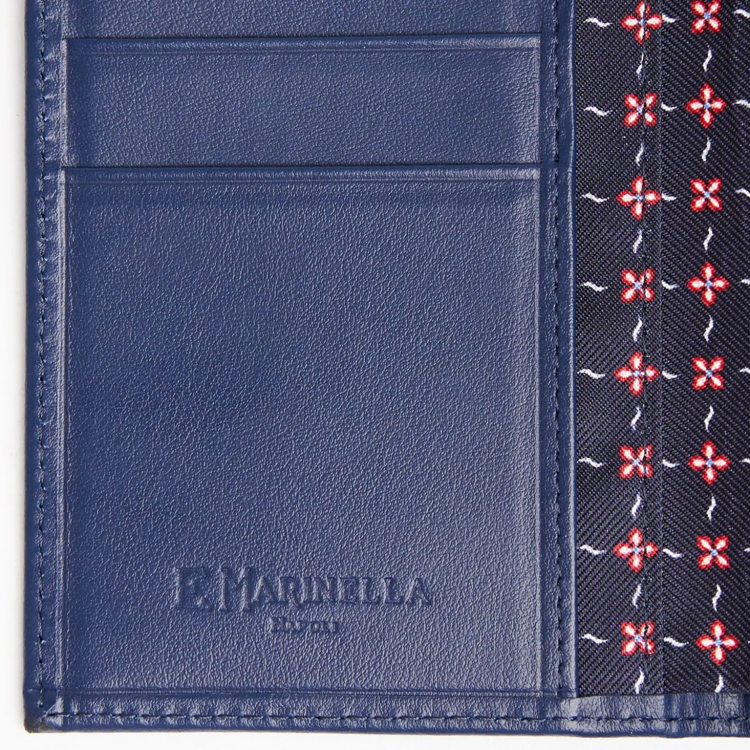 Dark Blue Vertical Wallet In Silk And Leather