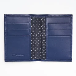 Dark Blue Vertical Wallet In Silk And Leather