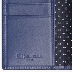 Dark Blue Vertical Wallet In Silk And Leather