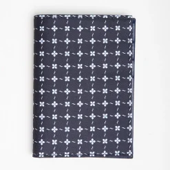 Dark Blue Vertical Wallet In Silk And Leather