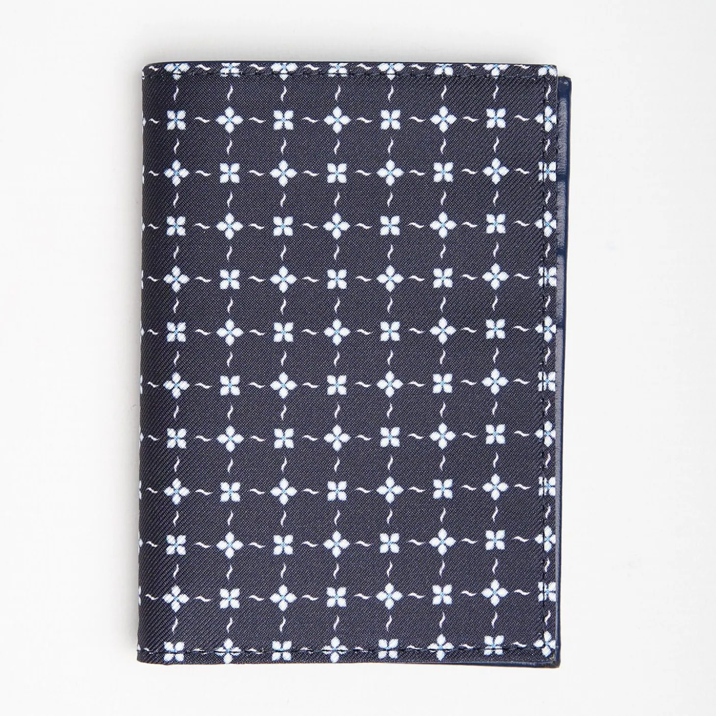 Dark Blue Vertical Wallet In Silk And Leather