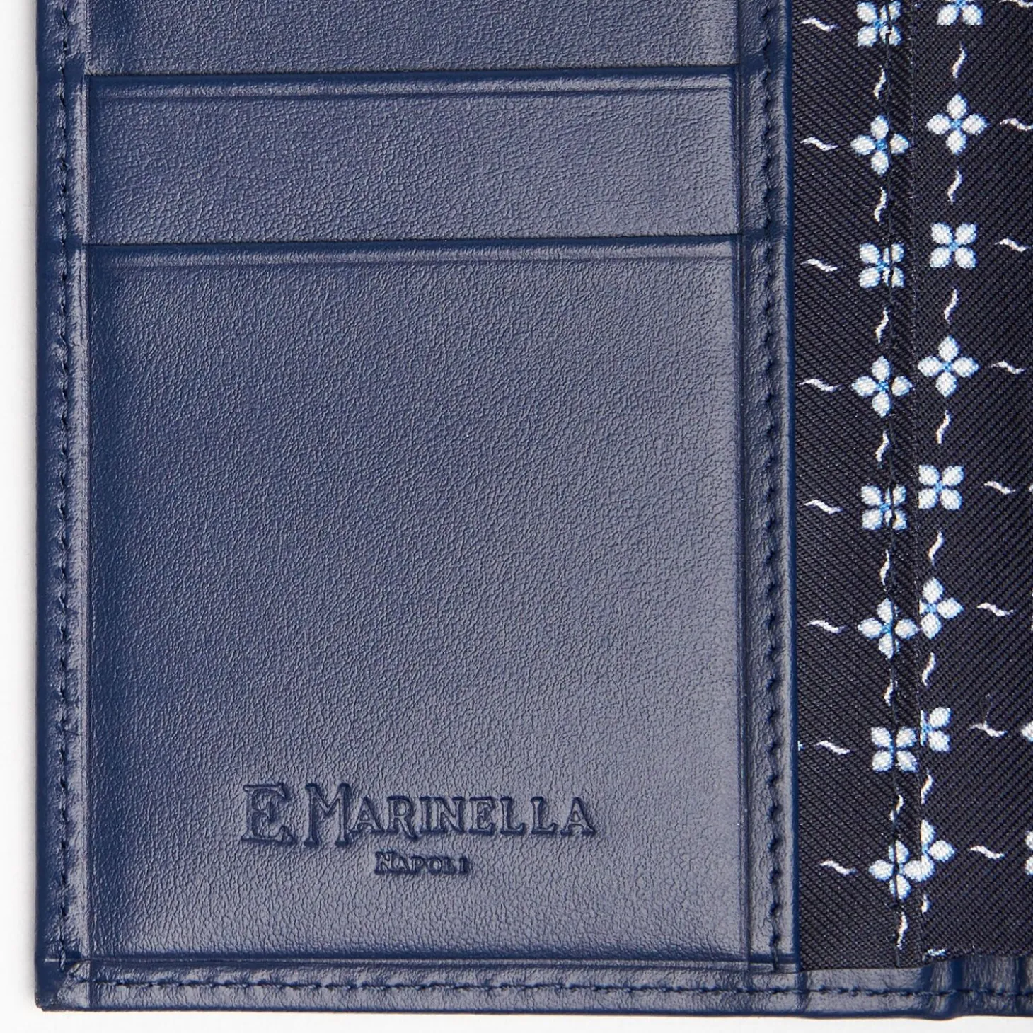 Dark Blue Vertical Wallet In Silk And Leather