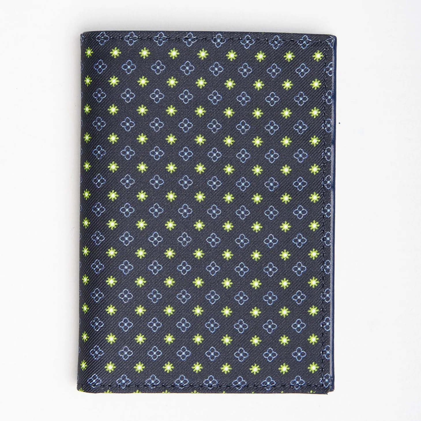 Dark Blue Vertical Wallet In Silk And Leather