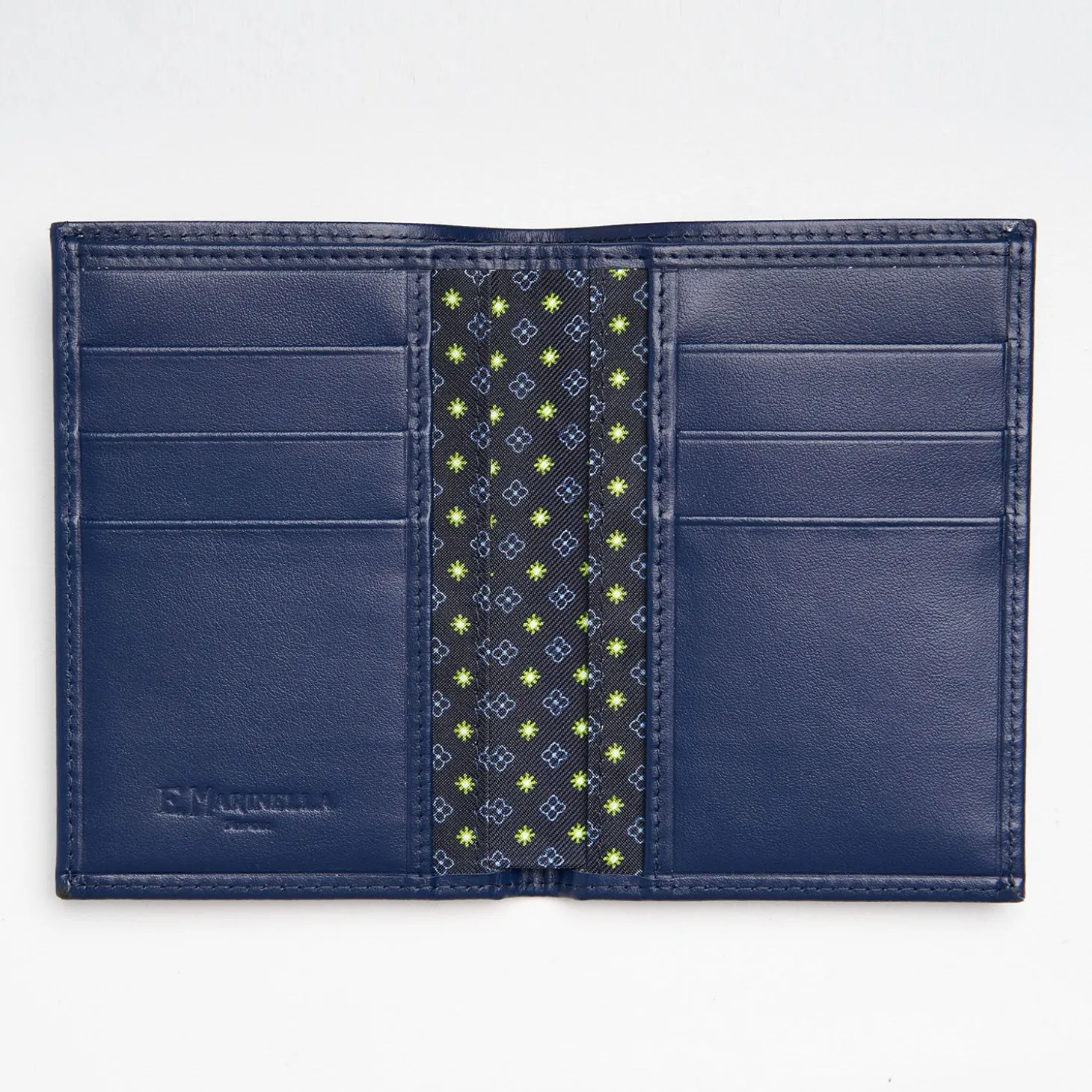Dark Blue Vertical Wallet In Silk And Leather