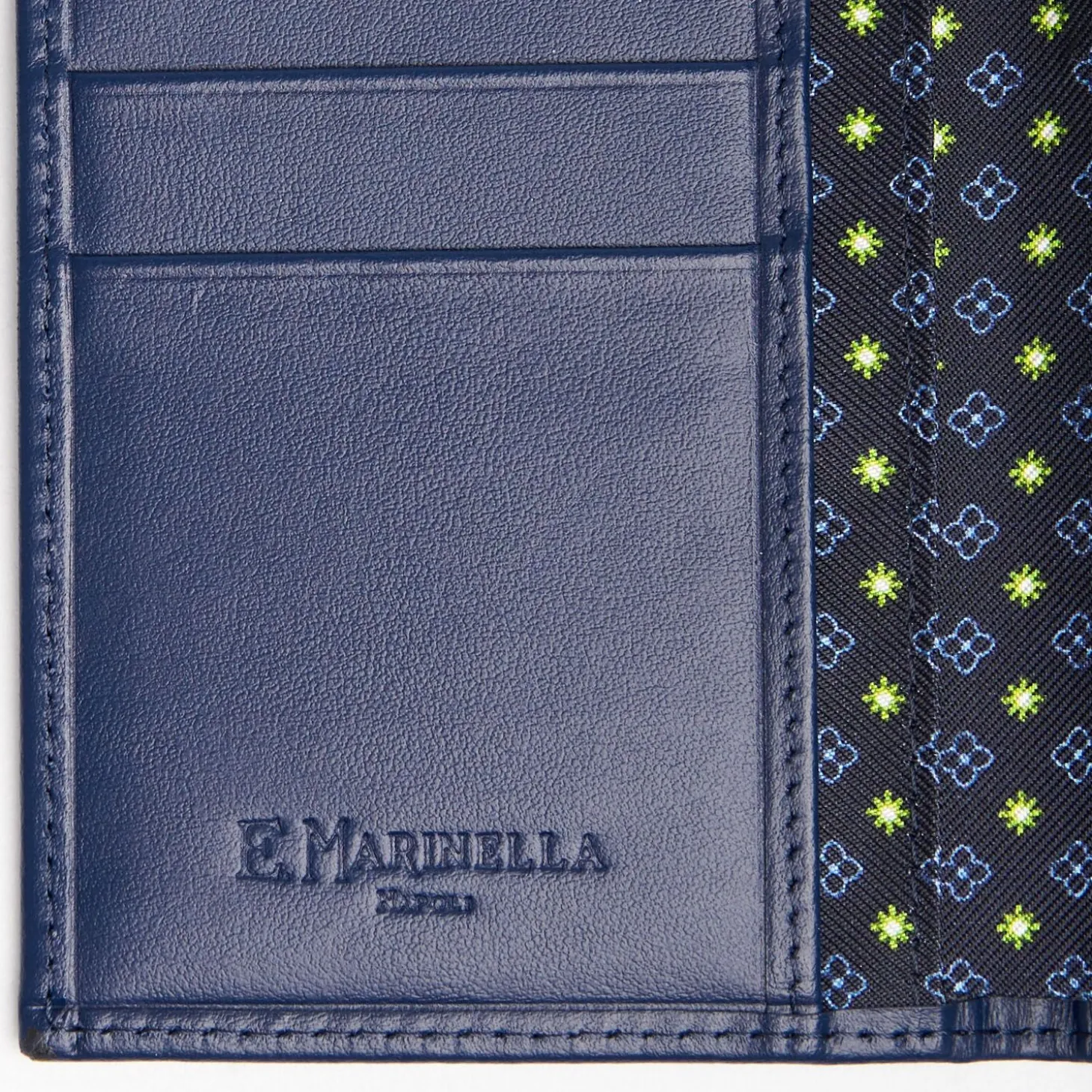 Dark Blue Vertical Wallet In Silk And Leather