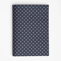 Dark Blue Vertical Wallet In Silk And Leather