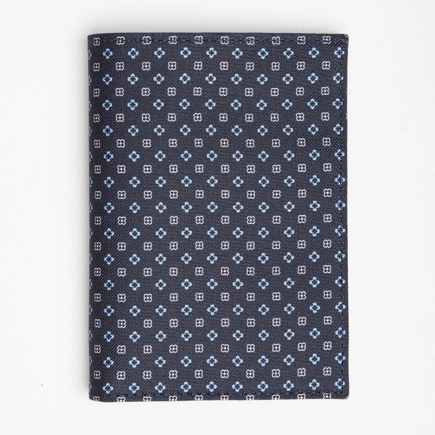 Dark Blue Vertical Wallet In Silk And Leather