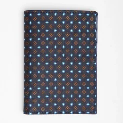 Dark Blue Vertical Wallet In Silk And Leather