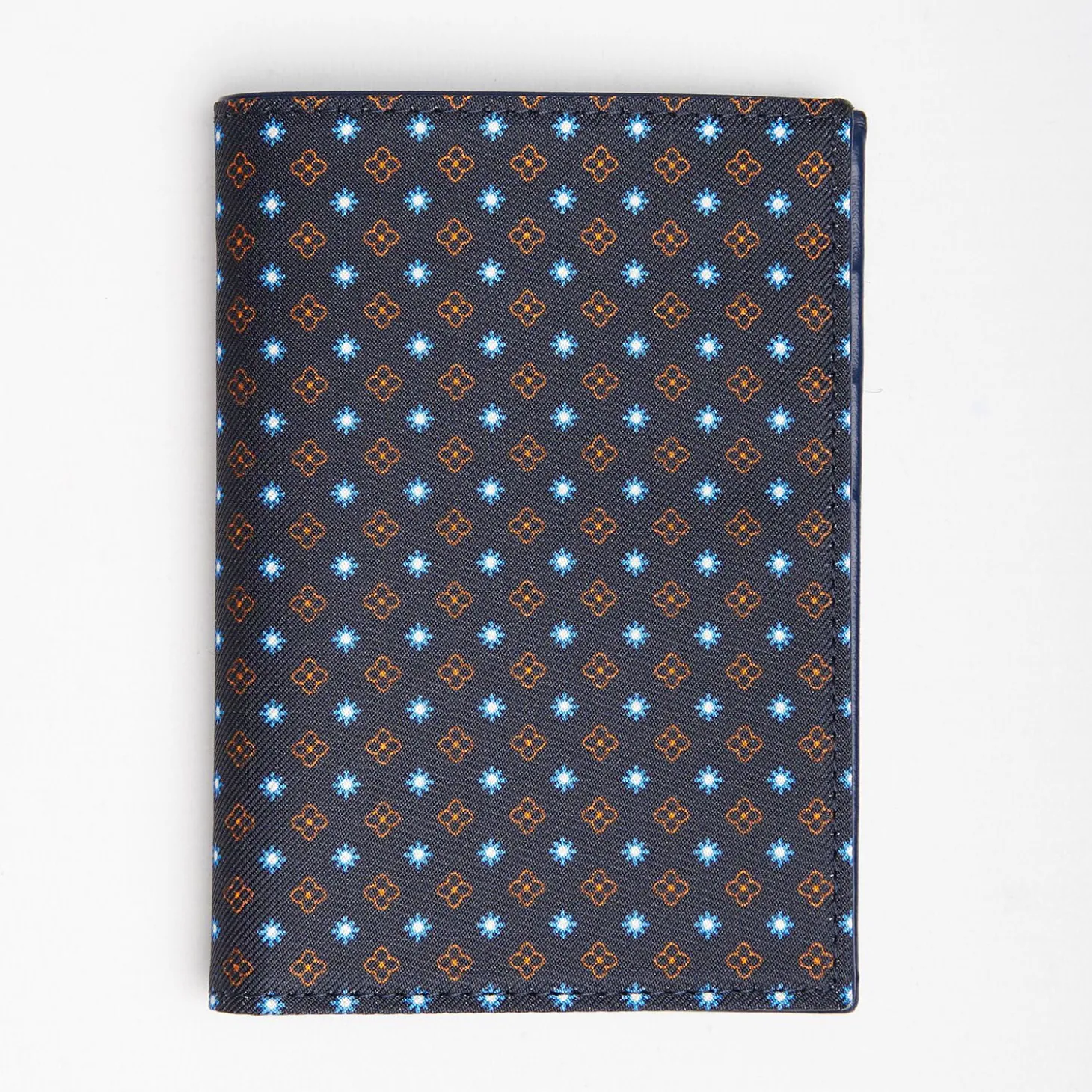 Dark Blue Vertical Wallet In Silk And Leather