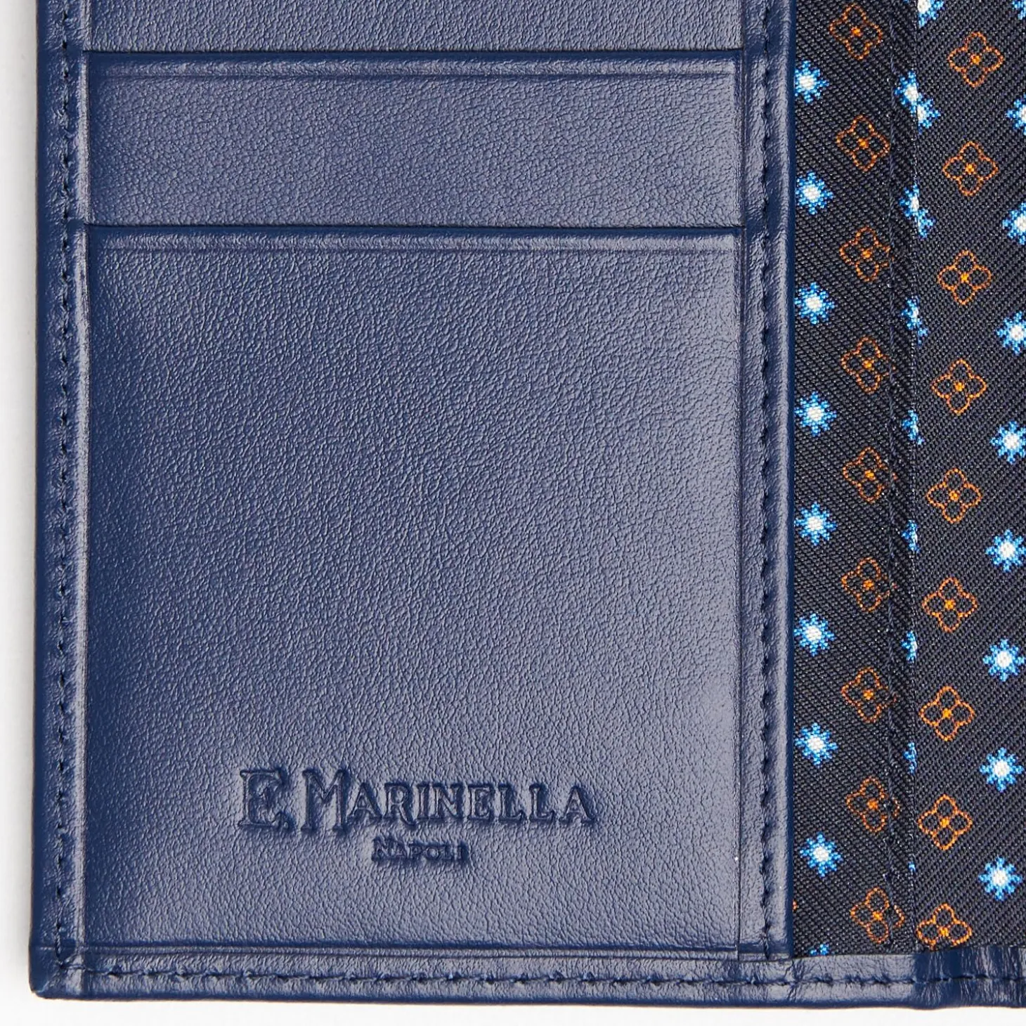 Dark Blue Vertical Wallet In Silk And Leather