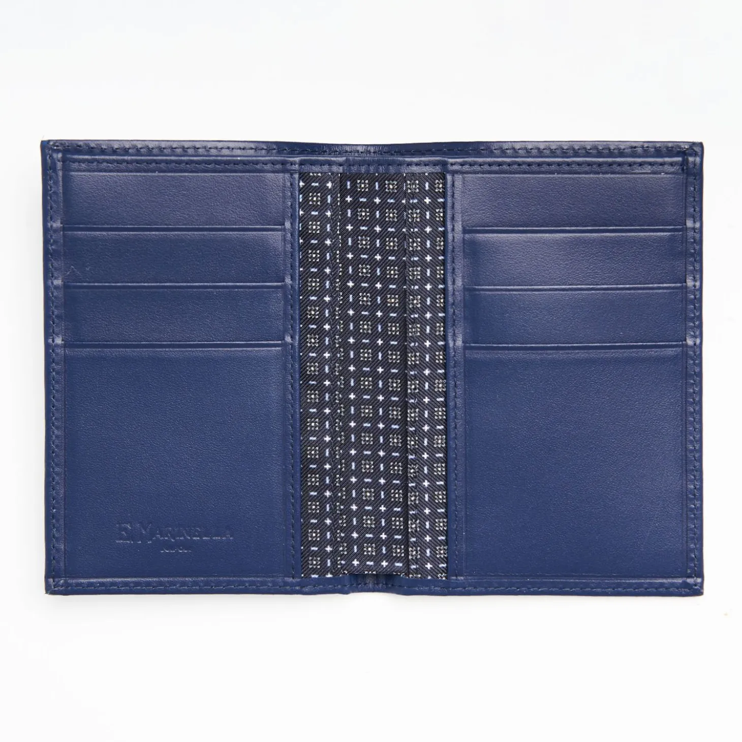 Dark Blue Vertical Wallet In Silk And Leather