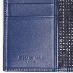 Dark Blue Vertical Wallet In Silk And Leather