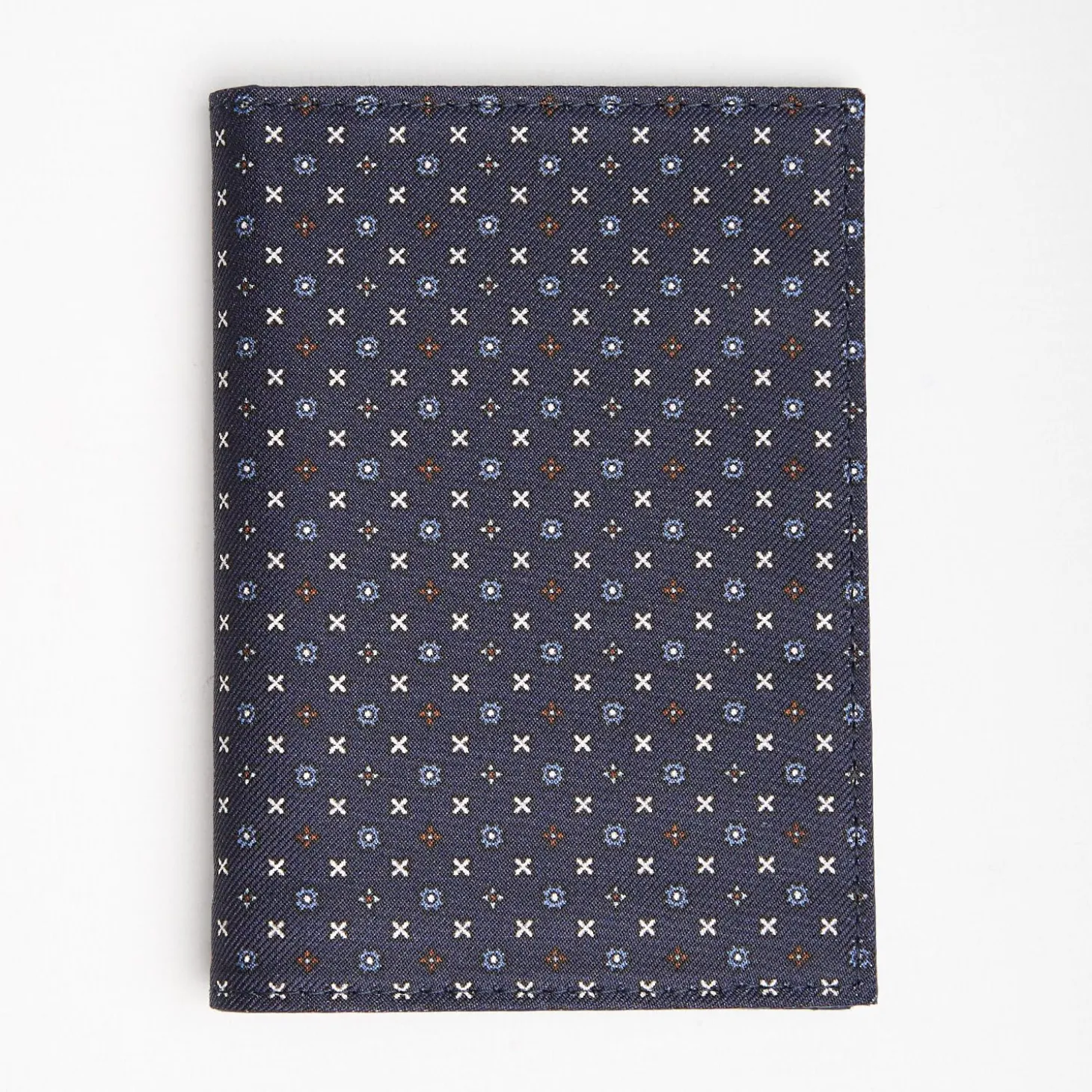 Dark Blue Vertical Wallet In Silk And Leather