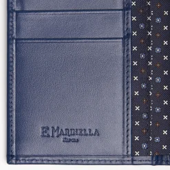 Dark Blue Vertical Wallet In Silk And Leather