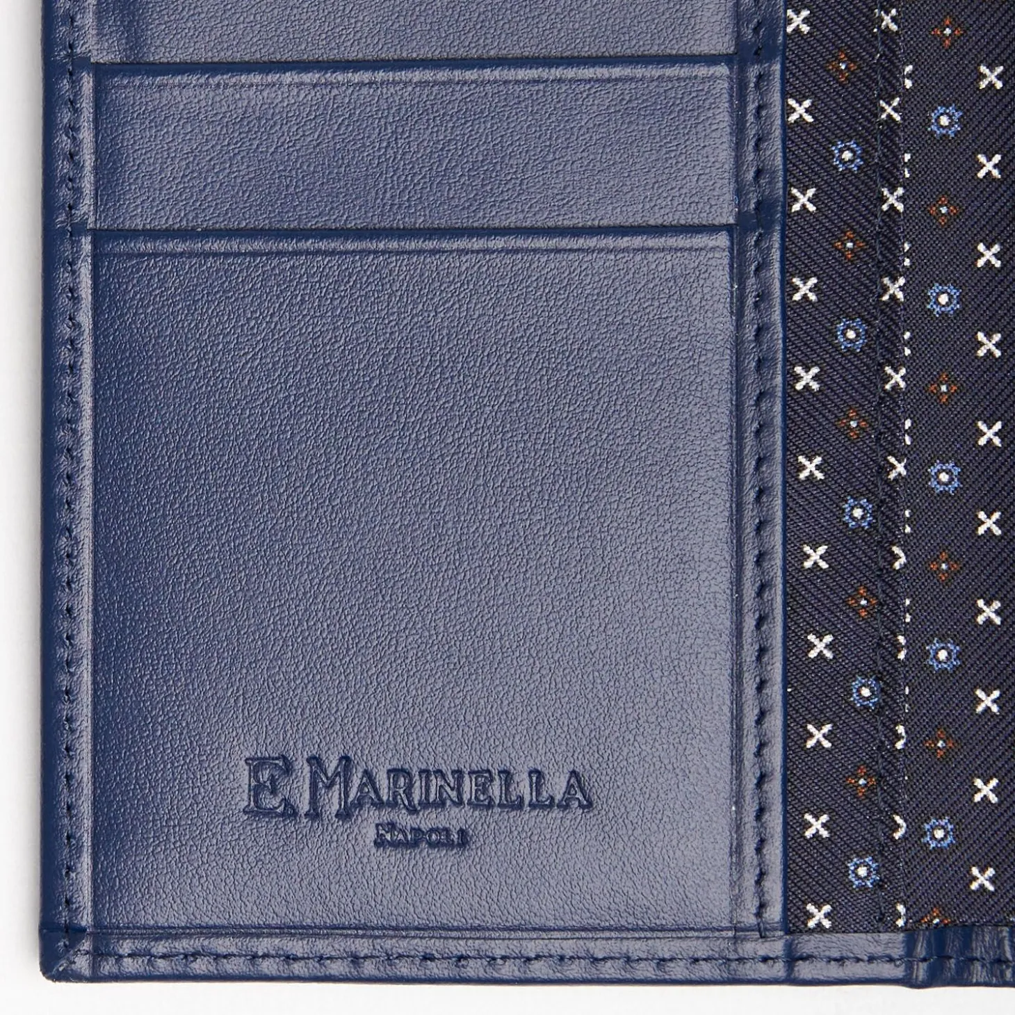 Dark Blue Vertical Wallet In Silk And Leather