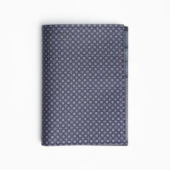 Dark Blue Vertical Wallet In Silk And Leather