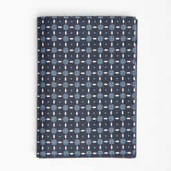 Dark Blue Vertical Wallet In Silk And Leather