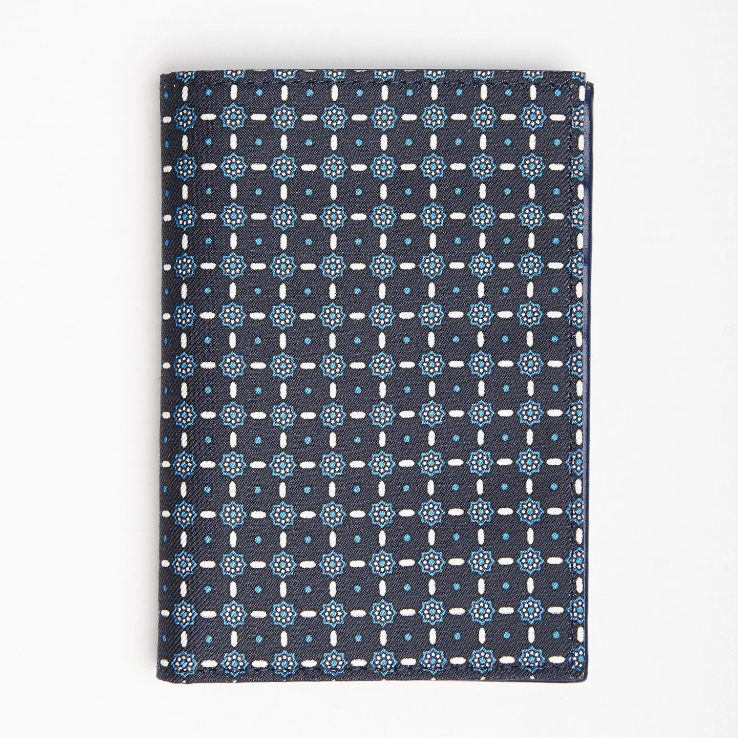 Dark Blue Vertical Wallet In Silk And Leather