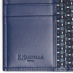 Dark Blue Vertical Wallet In Silk And Leather