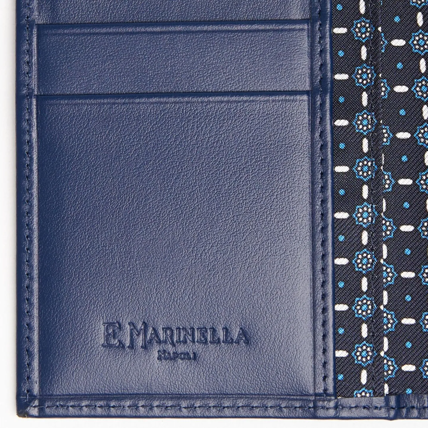Dark Blue Vertical Wallet In Silk And Leather