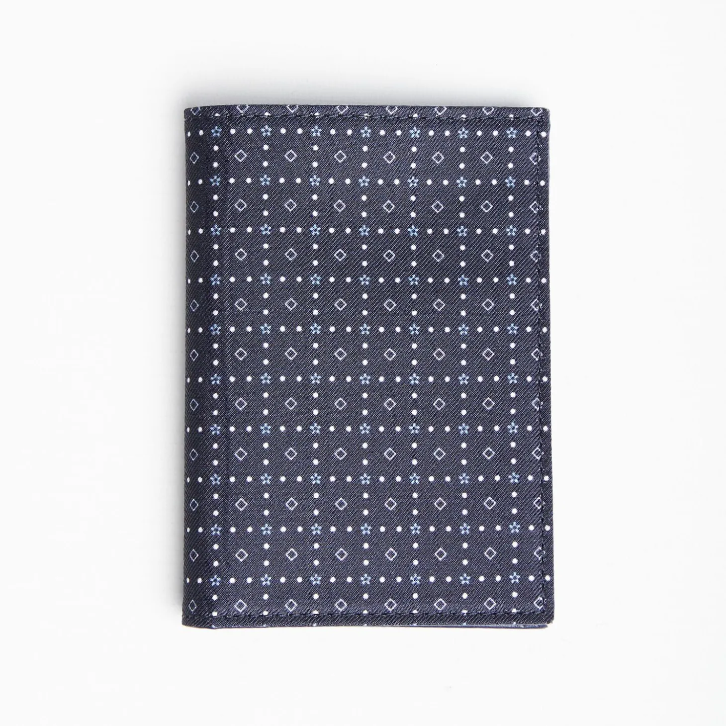 Dark Blue Vertical Wallet In Silk And Leather