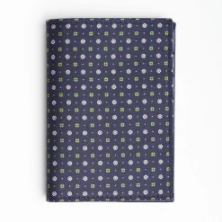 Dark Blue Vertical Wallet In Silk And Leather